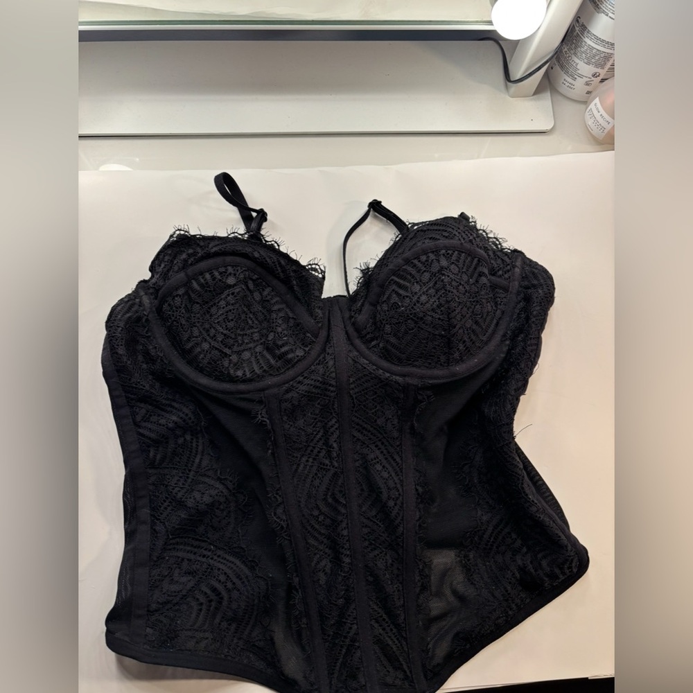 Garage Black Lace Bustier Top